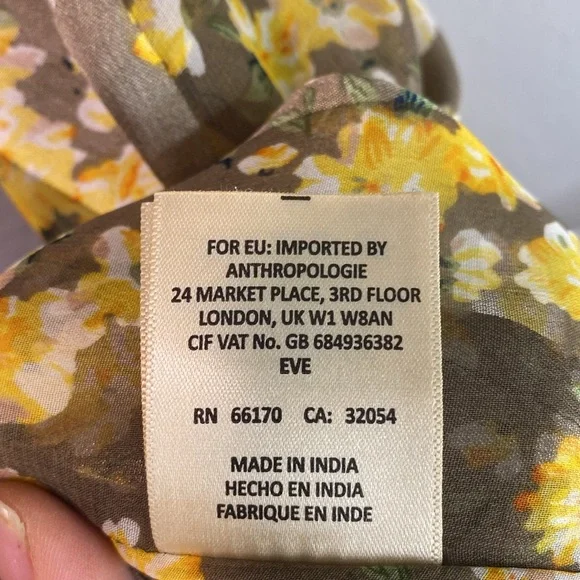 Anthropologie Isolde Floral Kimono with Yellow and Brown Pattern, One size - Picture 10 of 14